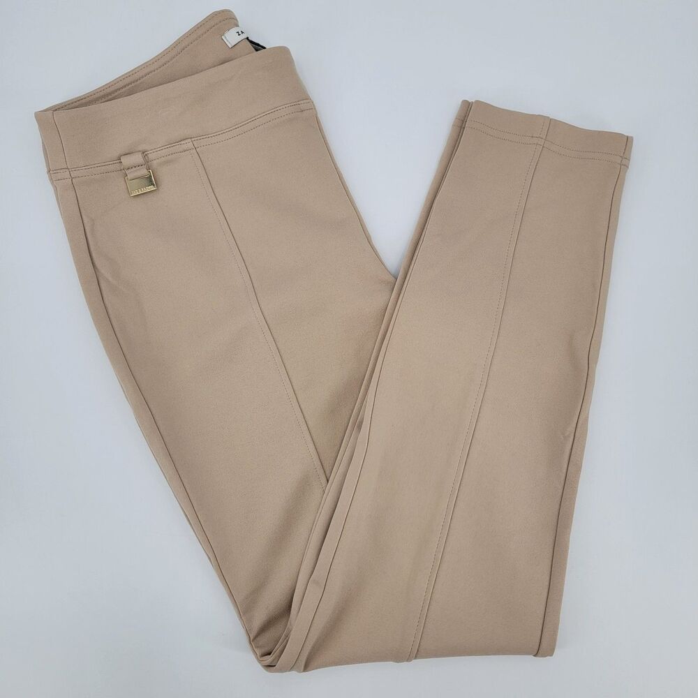 Zac & Rachel Womens L Beige Rayon Blend Stretch Ankle Pull-on Career Dress Pants
